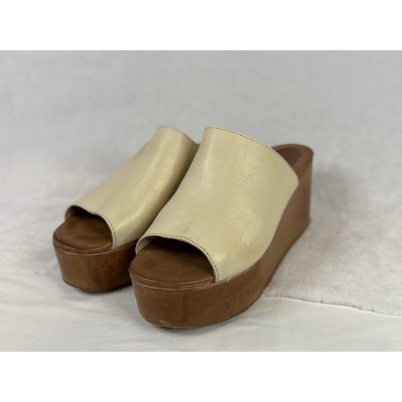 Freebird by Steven Shoes - Freebird by Steven Loveland Brown Leather Slide Sandals Platform Women's US 10